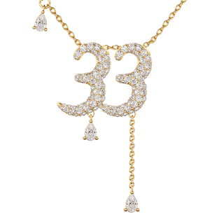 33 Pavé Diamond Numerology Necklace Yellow Gold 20mm by Logan Hollowell Jewelry