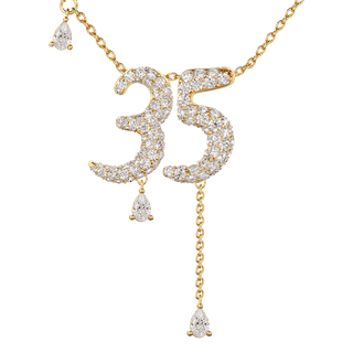 35 Pavé Diamond Numerology Necklace Yellow Gold 20mm by Logan Hollowell Jewelry