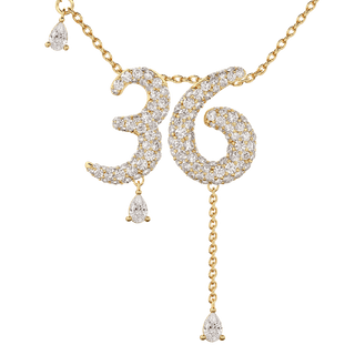 36 Pavé Diamond Numerology Necklace Yellow Gold 20mm by Logan Hollowell Jewelry
