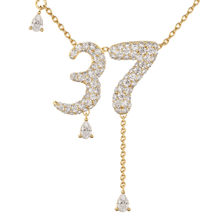 37 Pavé Diamond Numerology Necklace Yellow Gold 20mm by Logan Hollowell Jewelry