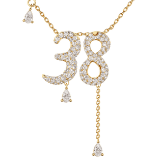 38 Pavé Diamond Numerology Necklace Yellow Gold 20mm by Logan Hollowell Jewelry