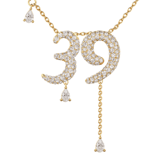 39 Pavé Diamond Numerology Necklace Yellow Gold 20mm by Logan Hollowell Jewelry