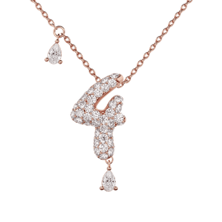 4 Pavé Diamond Numerology Necklace Rose Gold 20mm by Logan Hollowell Jewelry