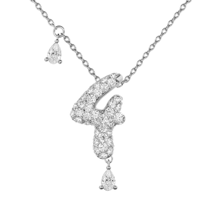 4 Pavé Diamond Numerology Necklace White Gold 20mm by Logan Hollowell Jewelry