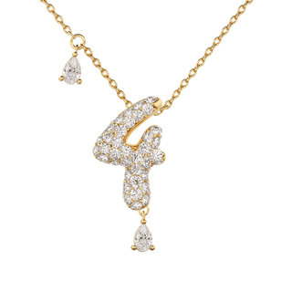 4 Pavé Diamond Numerology Necklace Yellow Gold 20mm by Logan Hollowell Jewelry