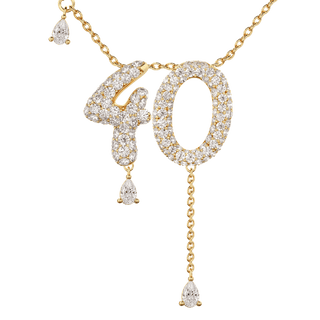 40 Pavé Diamond Numerology Necklace Yellow Gold 20mm by Logan Hollowell Jewelry