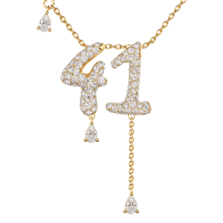 41 Pavé Diamond Numerology Necklace Yellow Gold 20mm by Logan Hollowell Jewelry