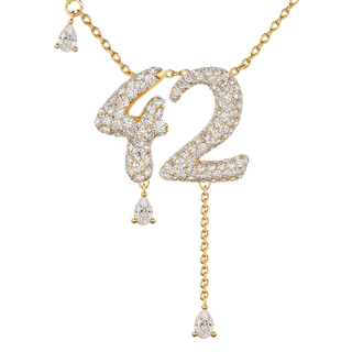 42 Pavé Diamond Numerology Necklace Yellow Gold 20mm by Logan Hollowell Jewelry