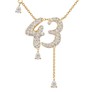 43 Pavé Diamond Numerology Necklace Yellow Gold 20mm by Logan Hollowell Jewelry