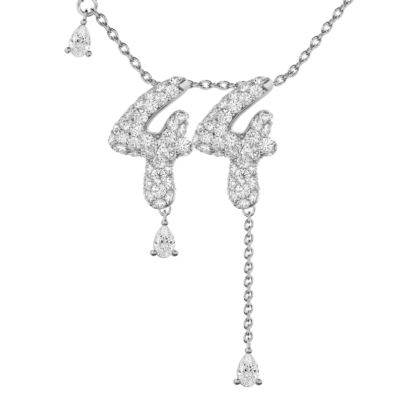 44 Pavé Diamond Numerology Necklace White Gold 20mm by Logan Hollowell Jewelry