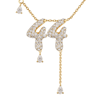 44 Pavé Diamond Numerology Necklace Yellow Gold 20mm by Logan Hollowell Jewelry