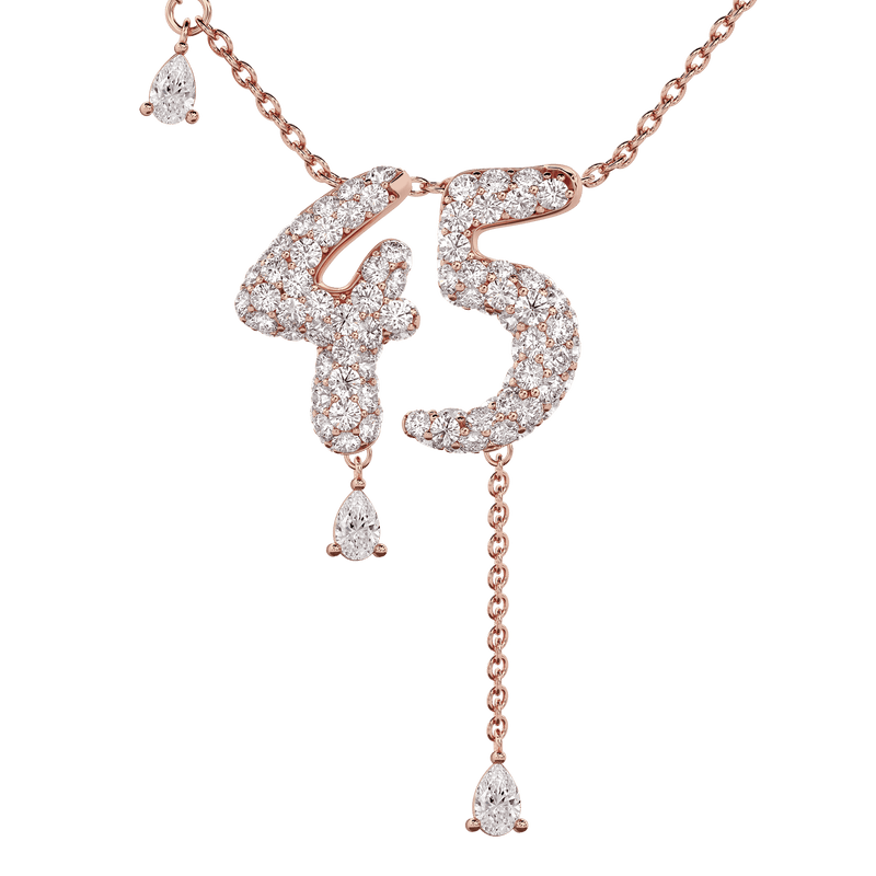 45 Pavé Diamond Numerology Necklace Rose Gold 20mm by Logan Hollowell Jewelry
