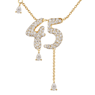45 Pavé Diamond Numerology Necklace Yellow Gold 20mm by Logan Hollowell Jewelry