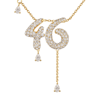 46 Pavé Diamond Numerology Necklace Yellow Gold 20mm by Logan Hollowell Jewelry