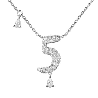 5 Pavé Diamond Numerology Necklace White Gold 20mm by Logan Hollowell Jewelry