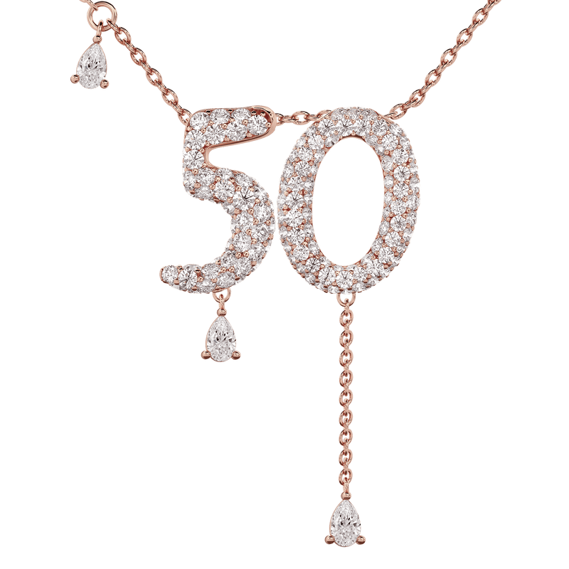 50 Pavé Diamond Numerology Necklace Rose Gold 20mm by Logan Hollowell Jewelry