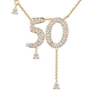 50 Pavé Diamond Numerology Necklace Yellow Gold 20mm by Logan Hollowell Jewelry
