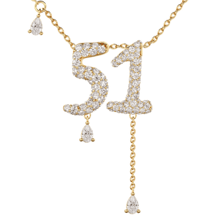 51 Pavé Diamond Numerology Necklace Yellow Gold 20mm by Logan Hollowell Jewelry