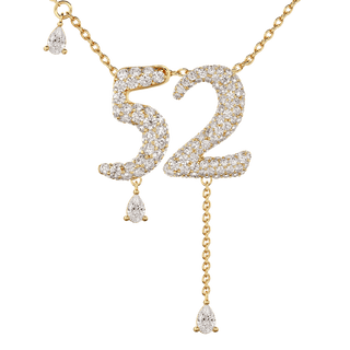 52 Pavé Diamond Numerology Necklace Yellow Gold 20mm by Logan Hollowell Jewelry