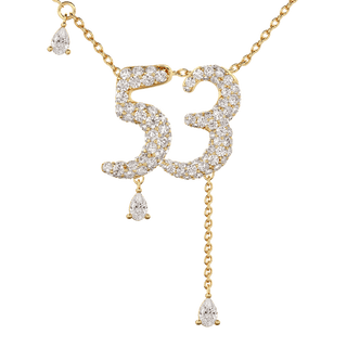 53 Pavé Diamond Numerology Necklace Yellow Gold 20mm by Logan Hollowell Jewelry