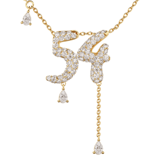 54 Pavé Diamond Numerology Necklace Yellow Gold 20mm by Logan Hollowell Jewelry