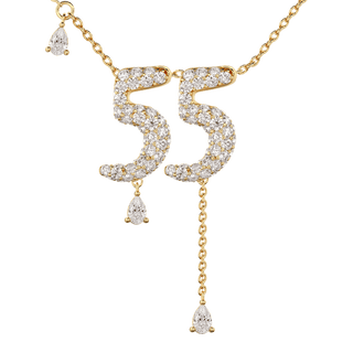 55 Pavé Diamond Numerology Necklace Yellow Gold 20mm by Logan Hollowell Jewelry