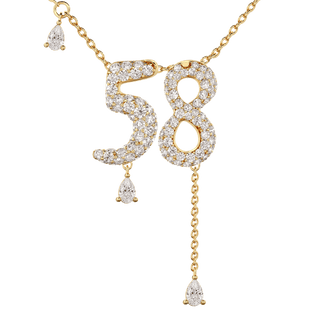 58 Pavé Diamond Numerology Necklace Yellow Gold 20mm by Logan Hollowell Jewelry