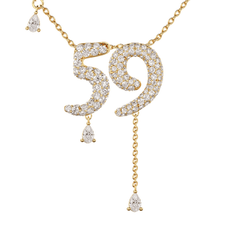 59 Pavé Diamond Numerology Necklace Yellow Gold 20mm by Logan Hollowell Jewelry