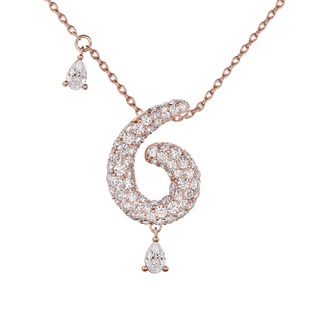 6 Pavé Diamond Numerology Necklace Rose Gold 20mm by Logan Hollowell Jewelry