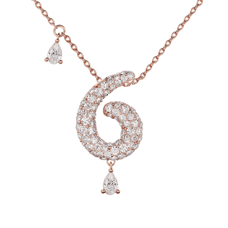6 Pavé Diamond Numerology Necklace Rose Gold 20mm by Logan Hollowell Jewelry
