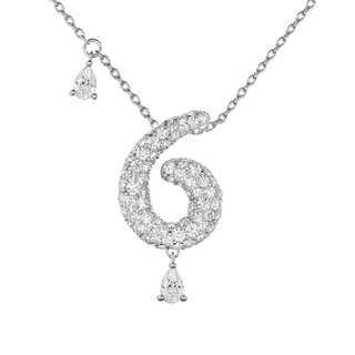 6 Pavé Diamond Numerology Necklace White Gold 20mm by Logan Hollowell Jewelry