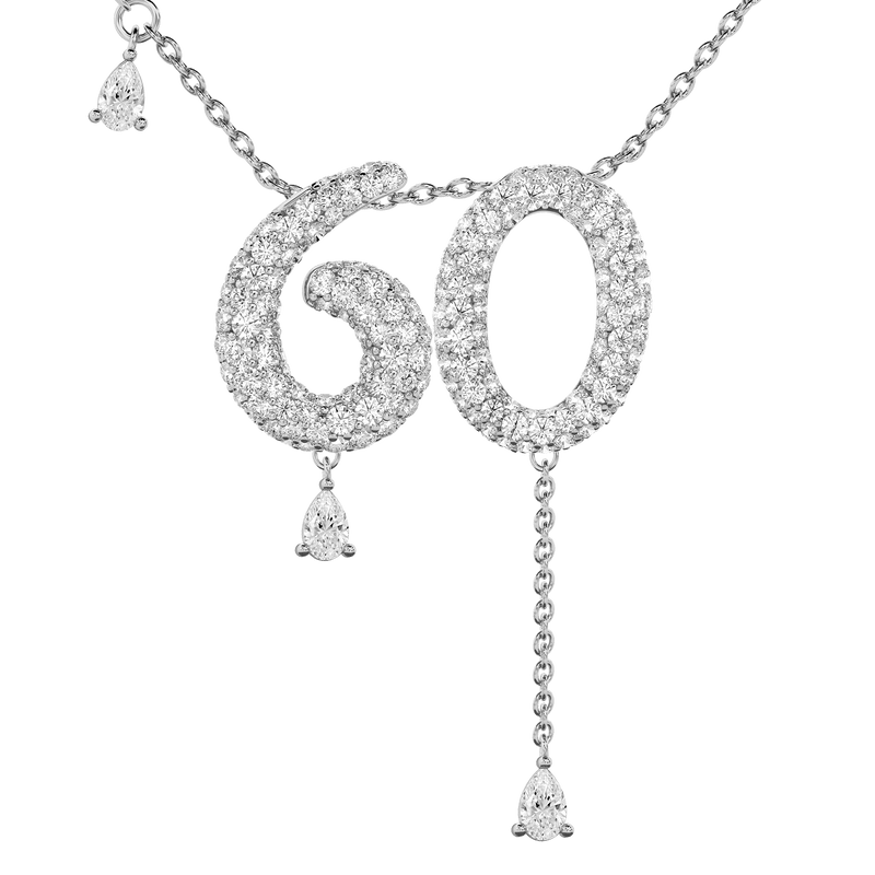 60 Pavé Diamond Numerology Necklace White Gold 20mm by Logan Hollowell Jewelry