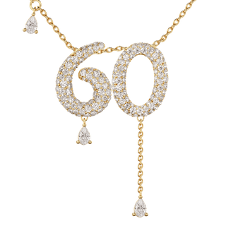 60 Pavé Diamond Numerology Necklace Yellow Gold 20mm by Logan Hollowell Jewelry