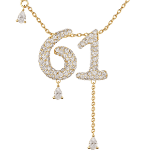 61 Pavé Diamond Numerology Necklace Yellow Gold 20mm by Logan Hollowell Jewelry