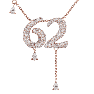 62 Pavé Diamond Numerology Necklace Rose Gold 20mm by Logan Hollowell Jewelry