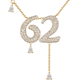 62 Pavé Diamond Numerology Necklace Yellow Gold 20mm by Logan Hollowell Jewelry