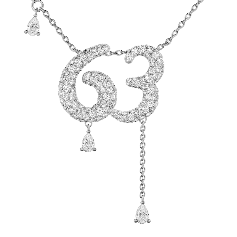 63 Pavé Diamond Numerology Necklace White Gold 20mm by Logan Hollowell Jewelry