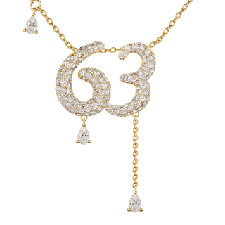 63 Pavé Diamond Numerology Necklace Yellow Gold 20mm by Logan Hollowell Jewelry