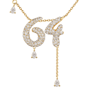 64 Pavé Diamond Numerology Necklace Yellow Gold 20mm by Logan Hollowell Jewelry