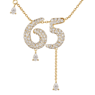 65 Pavé Diamond Numerology Necklace Yellow Gold 20mm by Logan Hollowell Jewelry
