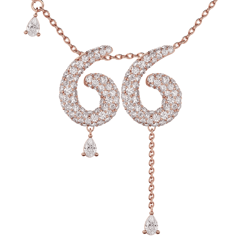66 Pavé Diamond Numerology Necklace Rose Gold 20mm by Logan Hollowell Jewelry