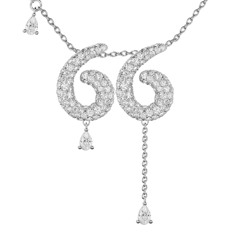 66 Pavé Diamond Numerology Necklace White Gold 20mm by Logan Hollowell Jewelry