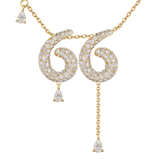 66 Pavé Diamond Numerology Necklace Yellow Gold 20mm by Logan Hollowell Jewelry