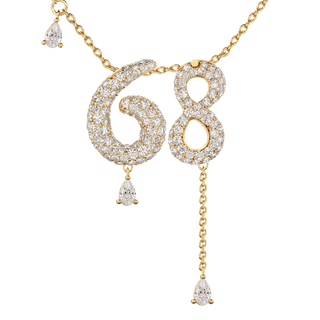 68 Pavé Diamond Numerology Necklace Yellow Gold 20mm by Logan Hollowell Jewelry