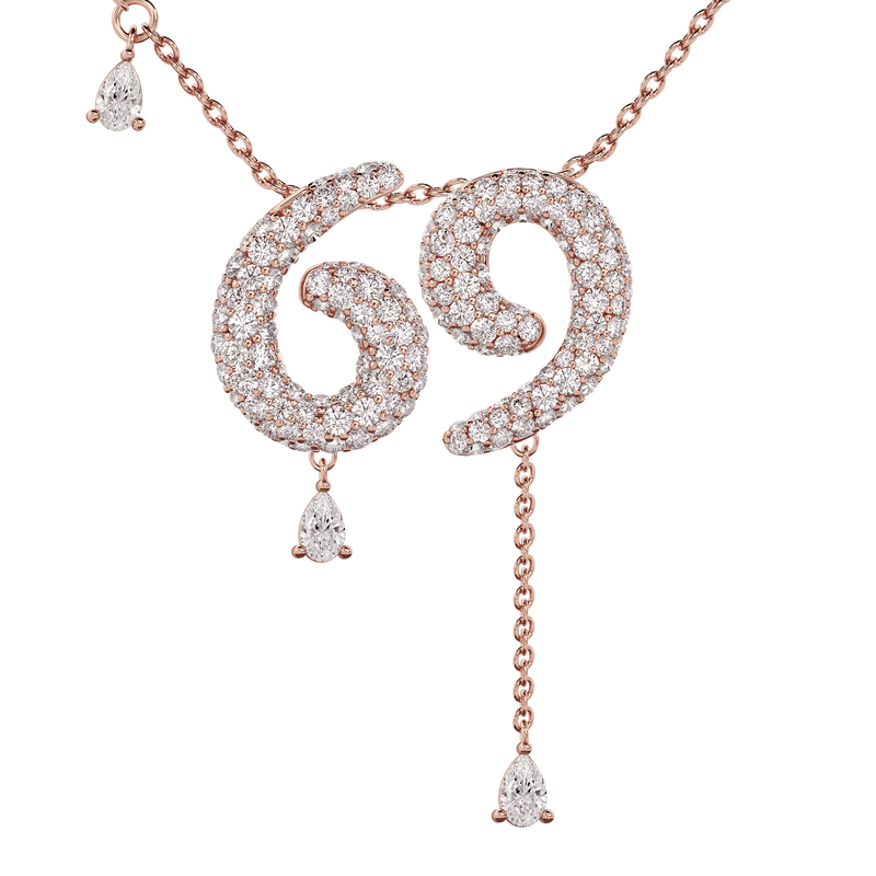 69 Pavé Diamond Numerology Necklace Rose Gold 20mm by Logan Hollowell Jewelry
