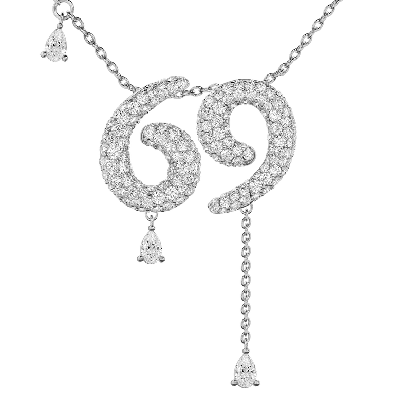 69 Pavé Diamond Numerology Necklace White Gold 20mm by Logan Hollowell Jewelry