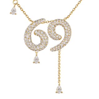 69 Pavé Diamond Numerology Necklace Yellow Gold 20mm by Logan Hollowell Jewelry