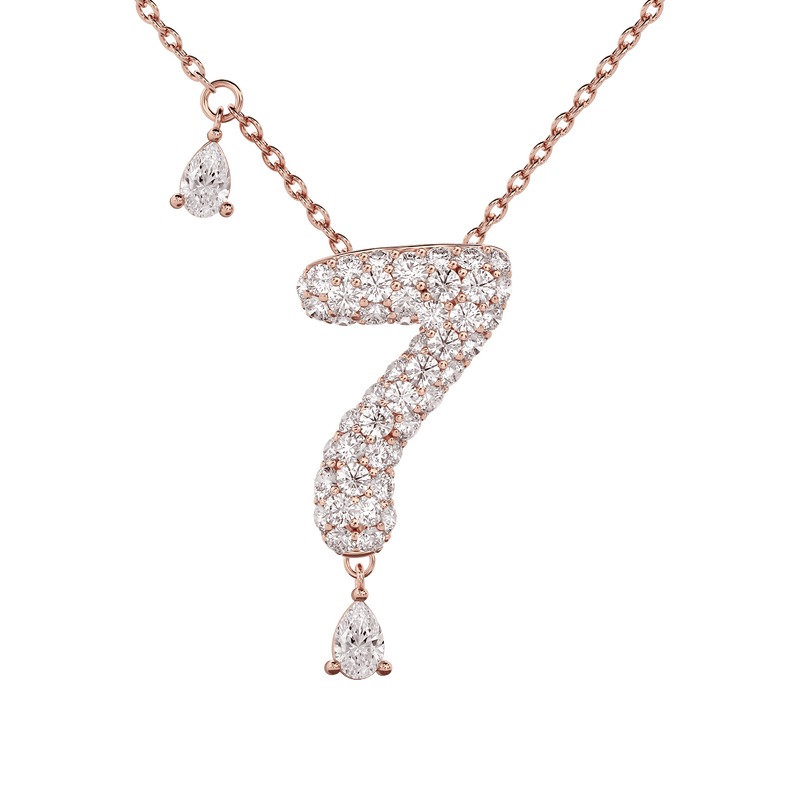 7 Pavé Diamond Numerology Necklace Rose Gold 20mm by Logan Hollowell Jewelry