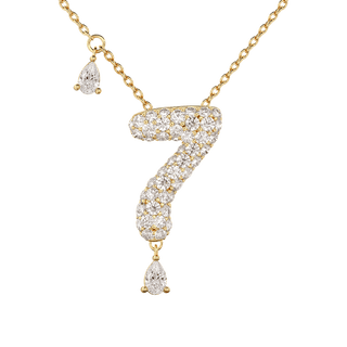 7 Pavé Diamond Numerology Necklace Yellow Gold 20mm by Logan Hollowell Jewelry