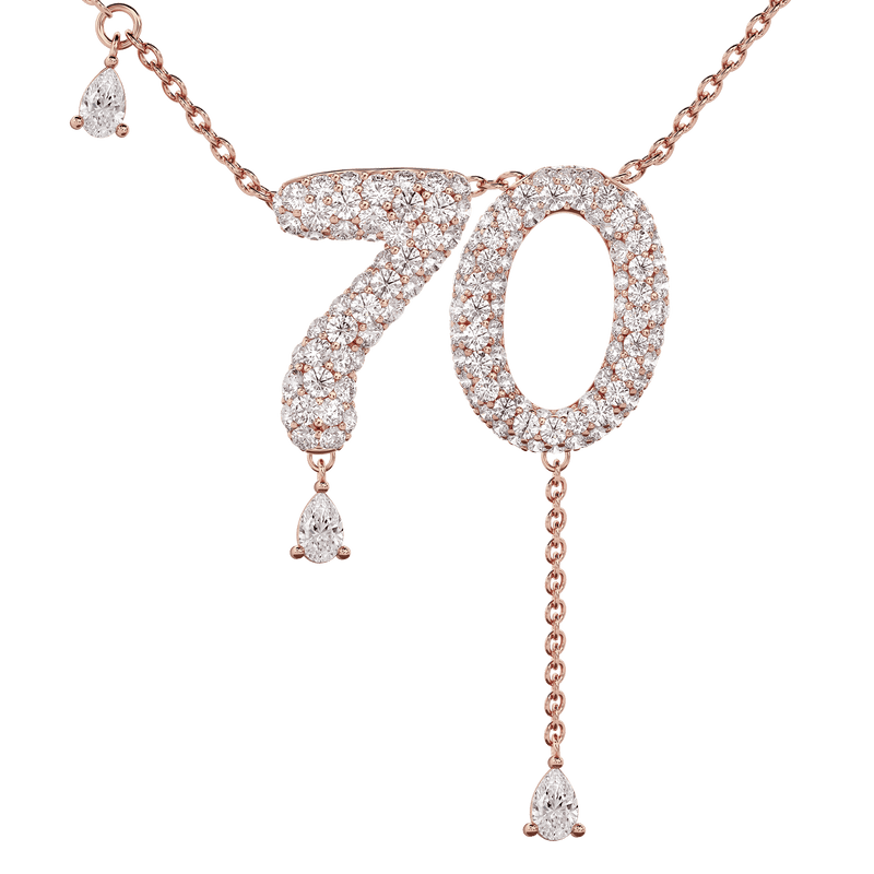 70 Pavé Diamond Numerology Necklace Rose Gold 20mm by Logan Hollowell Jewelry